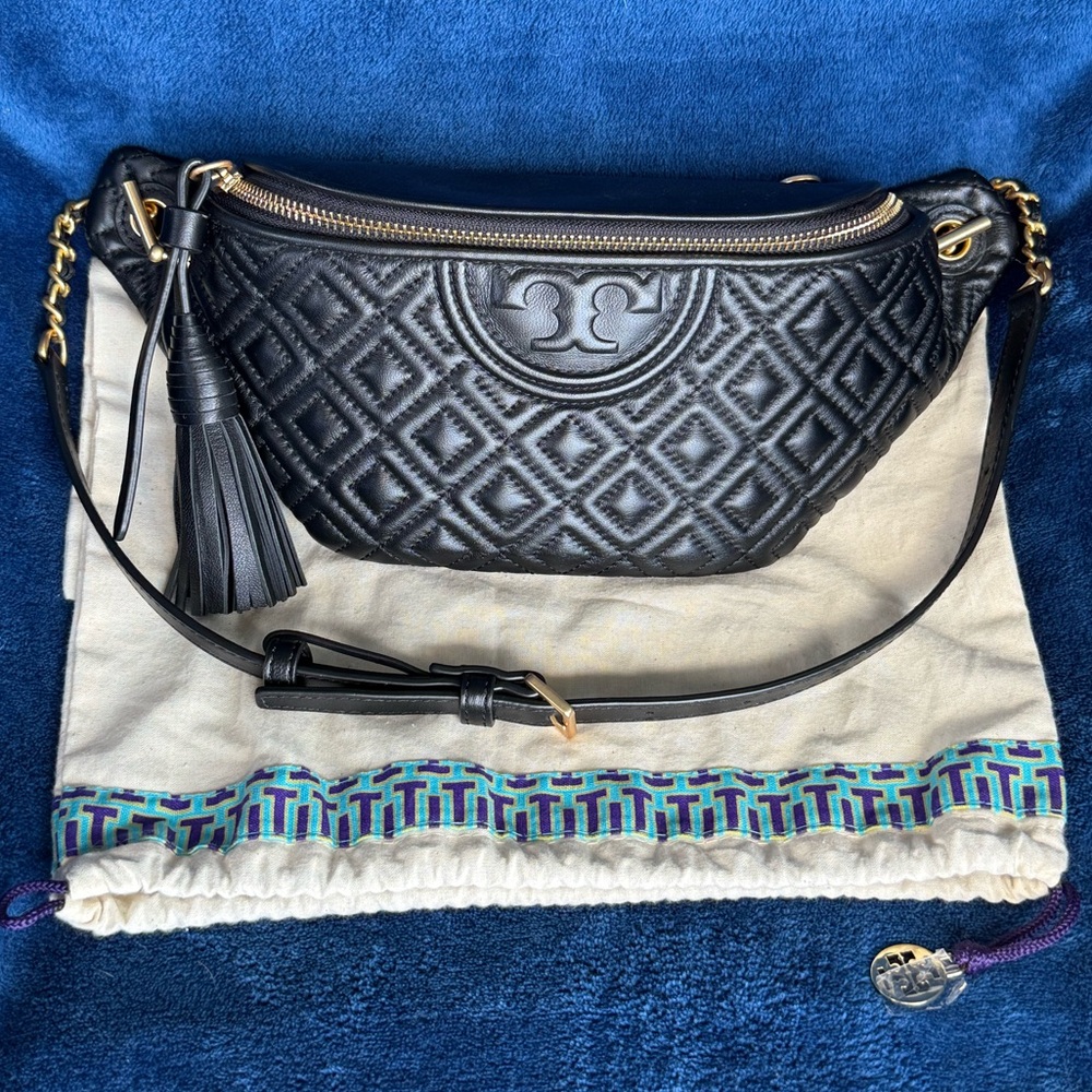🚫 SOLD Tory Burch Fleming Black Quilted Fanny Pack